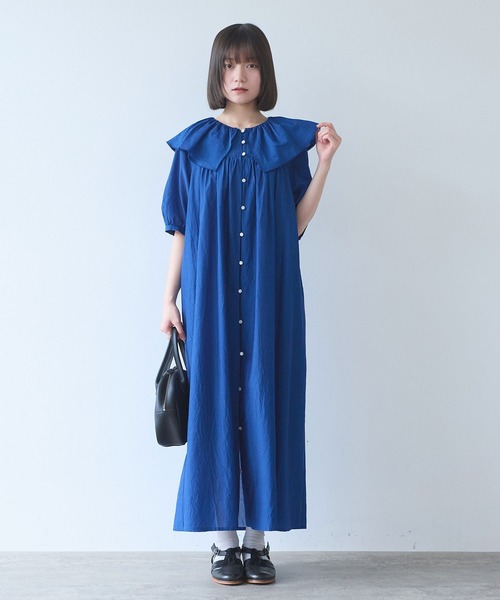 bulle de savon(ビュルデサボン)の「△コットン/キュプラ ローンIBK cape ワンピース(ワンピース・レディース・ホワイト/ブルー・FREE)」の10枚目の写真