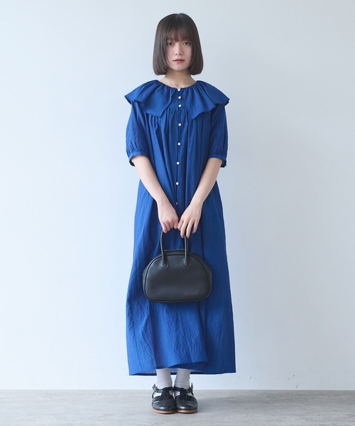 bulle de savon(ビュルデサボン)の「△コットン/キュプラ ローンIBK cape ワンピース(ワンピース・レディース・ホワイト/ブルー・FREE)」の11枚目の写真