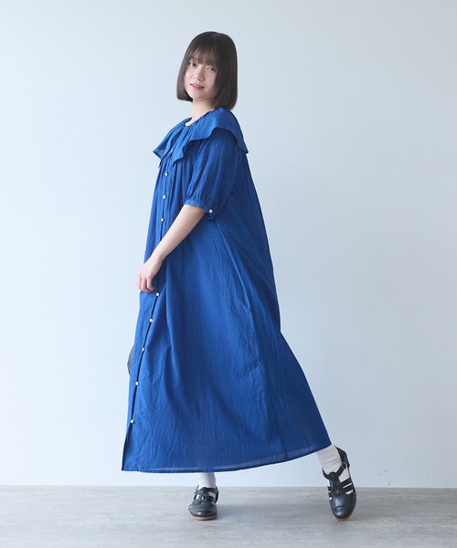 bulle de savon(ビュルデサボン)の「△コットン/キュプラ ローンIBK cape ワンピース(ワンピース・レディース・ホワイト/ブルー・FREE)」の12枚目の写真