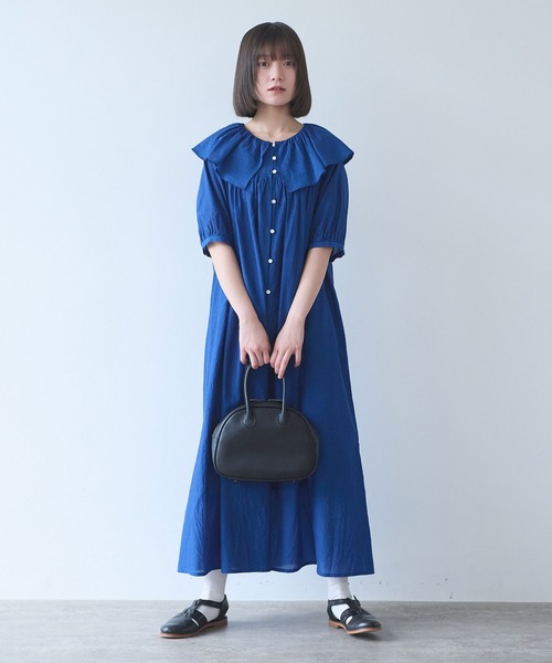 bulle de savon(ビュルデサボン)の「△コットン/キュプラ ローンIBK cape ワンピース(ワンピース・レディース・ホワイト/ブルー・FREE)」の13枚目の写真