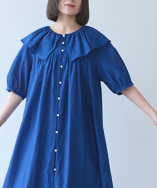 bulle de savon(ビュルデサボン)の「△コットン/キュプラ ローンIBK cape ワンピース(ワンピース・レディース・ホワイト/ブルー・FREE)」の18枚目の写真