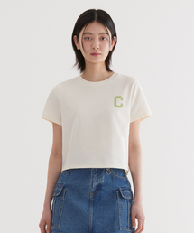 (W) CロゴクロップTシャツ アイボリー