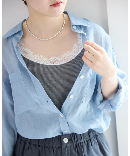 IENA(イエナ)の「レーステレコキャミソール(タンクトップ・レディース・グレー/ホワイト・FREE)」の3枚目の写真