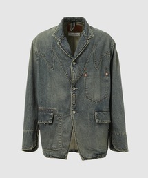 "Freedom Stitch"Vintage Wash Denim Western Jacket