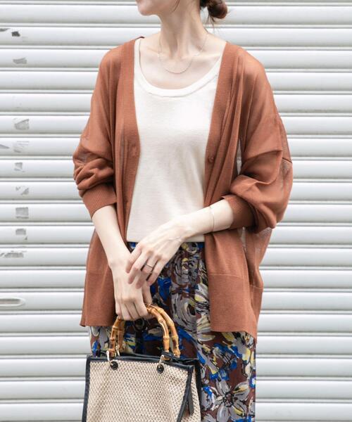 ITEMS URBANRESEARCH(アイテムズ アーバンリサーチ)の「シアーVネックニットカーデ(カーディガン/ボレロ・レディース・グレー系その他/ブラック/ブルー/ライトブラウン・FREE)」の20枚目の写真