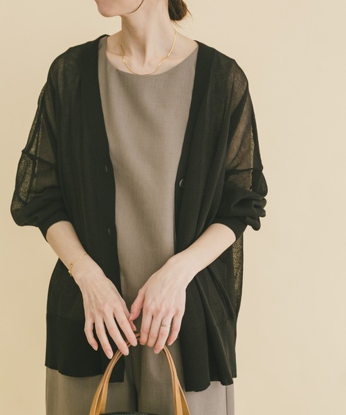 ITEMS URBANRESEARCH（アイテムズ アーバンリサーチ）の「シアーVネックニットカーデ（カーディガン/ボレロ・レディース・グレー系その他/ブラック/ブルー/ライトブラウン・FREE）」の18枚目の写真