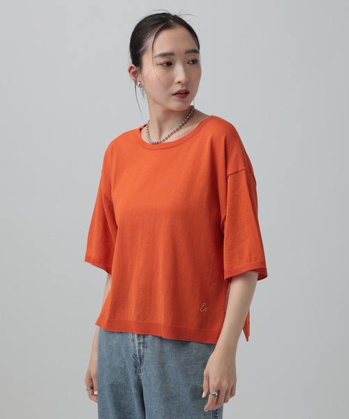 LEPSIM（レプシィム）の「14ゲージICEWEニットプルオーバーSS　647494（ニット/セーター・レディース・オレンジ/アイボリー/ブラック/イエロー・FREE）」の4枚目の写真