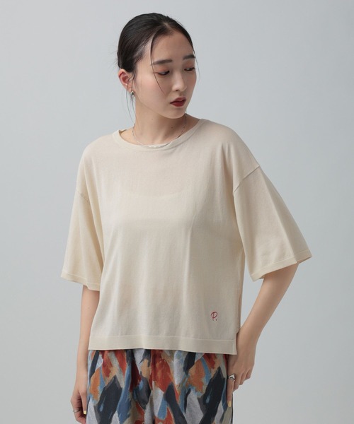 LEPSIM（レプシィム）の「14ゲージICEWEニットプルオーバーSS　647494（ニット/セーター・レディース・オレンジ/アイボリー/ブラック/イエロー・FREE）」の2枚目の写真