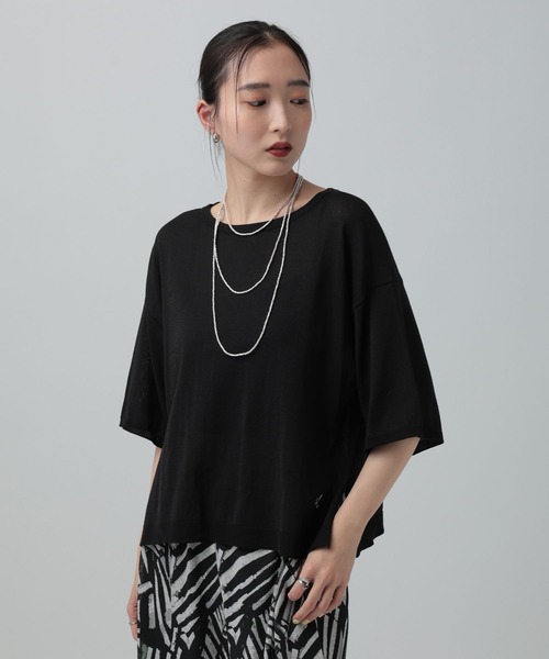 LEPSIM（レプシィム）の「14ゲージICEWEニットプルオーバーSS　647494（ニット/セーター・レディース・オレンジ/アイボリー/ブラック/イエロー・FREE）」の12枚目の写真