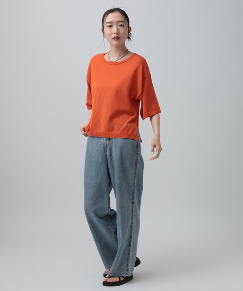 LEPSIM（レプシィム）の「14ゲージICEWEニットプルオーバーSS　647494（ニット/セーター・レディース・オレンジ/アイボリー/ブラック/イエロー・FREE）」の21枚目の写真