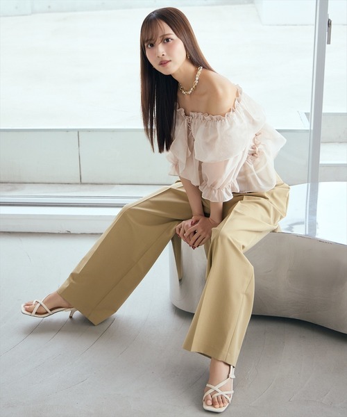 AND COUTURE（アンドクチュール）の「フリルクロスシアーブラウス（シャツ/ブラウス・レディース・ピンク/サックスブルー/ブラック/オフホワイト・FREE）」の9枚目の写真