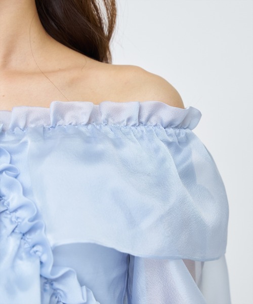 AND COUTURE（アンドクチュール）の「フリルクロスシアーブラウス（シャツ/ブラウス・レディース・ピンク/サックスブルー/ブラック/オフホワイト・FREE）」の17枚目の写真
