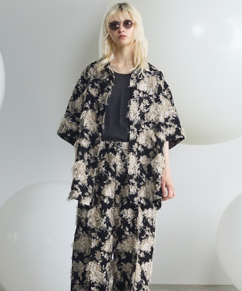 MAISON SPECIAL(メゾンスペシャル)の「《UNISEX》All-over Cut Jacquard Pattern Prime-Over Short Sleeve Shirt/総柄カットジャガードプライムオーバーショートスリーブシャツ【MAISON SPECIAL/メゾンスペシャル】■セットアップ対応■(シャツ/ブラウス・メンズ・サックスブルー/ブラック・2/1/0)」の18枚目の写真