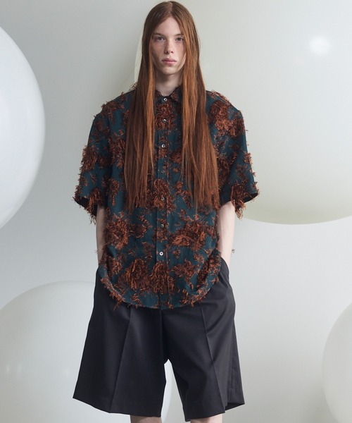 MAISON SPECIAL(メゾンスペシャル)の「《UNISEX》All-over Cut Jacquard Pattern Prime-Over Short Sleeve Shirt/総柄カットジャガードプライムオーバーショートスリーブシャツ【MAISON SPECIAL/メゾンスペシャル】■セットアップ対応■(シャツ/ブラウス・メンズ・サックスブルー/ブラック・2/1/0)」の9枚目の写真