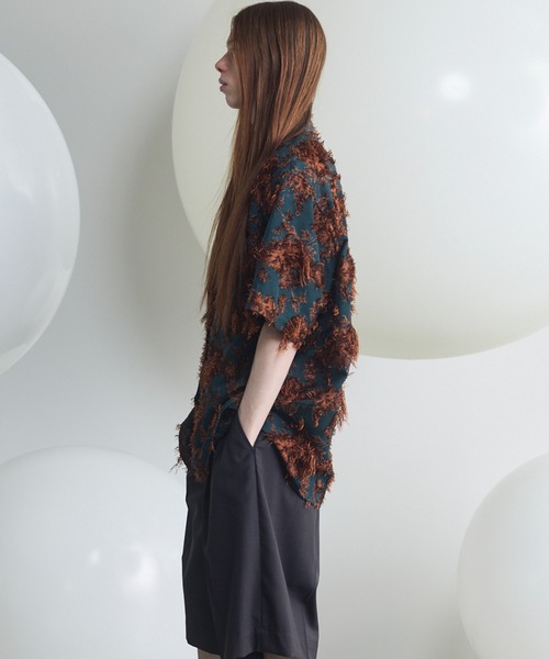 MAISON SPECIAL(メゾンスペシャル)の「《UNISEX》All-over Cut Jacquard Pattern Prime-Over Short Sleeve Shirt/総柄カットジャガードプライムオーバーショートスリーブシャツ【MAISON SPECIAL/メゾンスペシャル】■セットアップ対応■(シャツ/ブラウス・メンズ・サックスブルー/ブラック・2/1/0)」の10枚目の写真