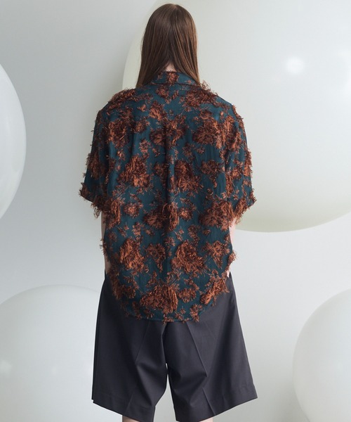 MAISON SPECIAL(メゾンスペシャル)の「《UNISEX》All-over Cut Jacquard Pattern Prime-Over Short Sleeve Shirt/総柄カットジャガードプライムオーバーショートスリーブシャツ【MAISON SPECIAL/メゾンスペシャル】■セットアップ対応■(シャツ/ブラウス・メンズ・サックスブルー/ブラック・2/1/0)」の11枚目の写真