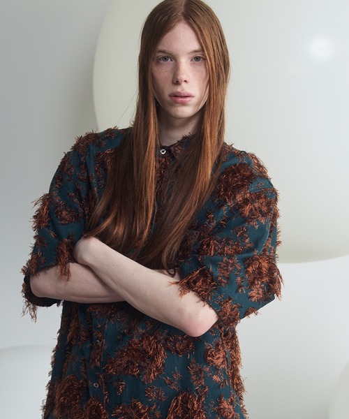 MAISON SPECIAL(メゾンスペシャル)の「《UNISEX》All-over Cut Jacquard Pattern Prime-Over Short Sleeve Shirt/総柄カットジャガードプライムオーバーショートスリーブシャツ【MAISON SPECIAL/メゾンスペシャル】■セットアップ対応■(シャツ/ブラウス・メンズ・サックスブルー/ブラック・2/1/0)」の12枚目の写真