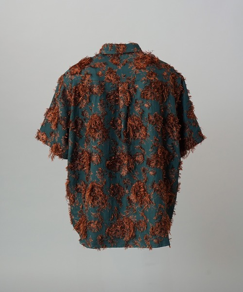 MAISON SPECIAL(メゾンスペシャル)の「《UNISEX》All-over Cut Jacquard Pattern Prime-Over Short Sleeve Shirt/総柄カットジャガードプライムオーバーショートスリーブシャツ【MAISON SPECIAL/メゾンスペシャル】■セットアップ対応■(シャツ/ブラウス・メンズ・サックスブルー/ブラック・2/1/0)」の3枚目の写真