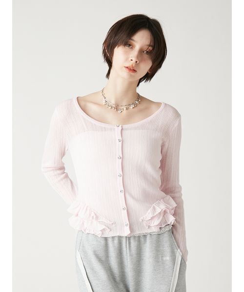 FURFUR（ファーファー）の「フリルペプラムカーディガン（カーディガン/ボレロ・レディース・ブラック/ピンク/オフホワイト・F）」の12枚目の写真