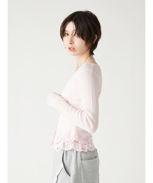 FURFUR（ファーファー）の「フリルペプラムカーディガン（カーディガン/ボレロ・レディース・ブラック/ピンク/オフホワイト・F）」の14枚目の写真