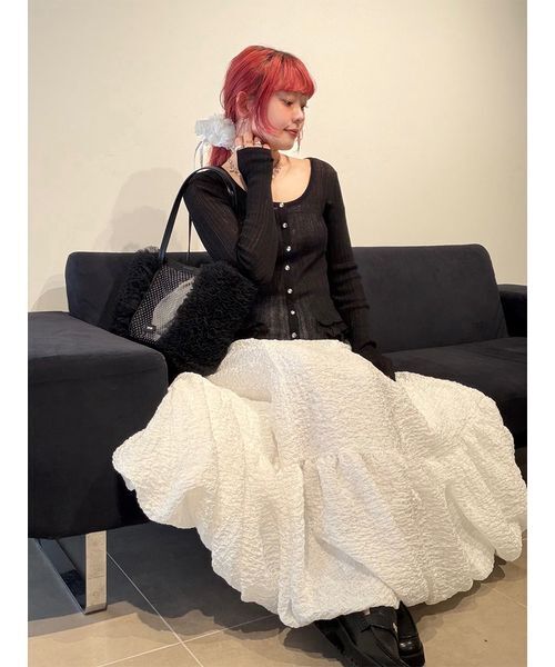 FURFUR（ファーファー）の「フリルペプラムカーディガン（カーディガン/ボレロ・レディース・ブラック/ピンク/オフホワイト・F）」の17枚目の写真