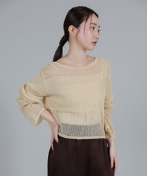 【Et】Linen like Sheer Mesh Knit