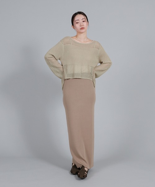 select MOCA Et（セレクトモカエト）の「【Et】Linen like Sheer Mesh Knit（ニット/セーター・レディース・ライトグレー/アイボリー/チャコール・FREE）」の5枚目の写真