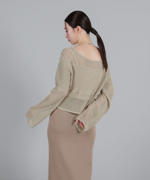select MOCA Et（セレクトモカエト）の「【Et】Linen like Sheer Mesh Knit（ニット/セーター・レディース・ライトグレー/アイボリー/チャコール・FREE）」の22枚目の写真