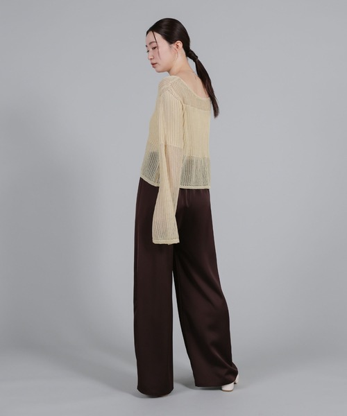 select MOCA Et（セレクトモカエト）の「【Et】Linen like Sheer Mesh Knit（ニット/セーター・レディース・ライトグレー/アイボリー/チャコール・FREE）」の12枚目の写真