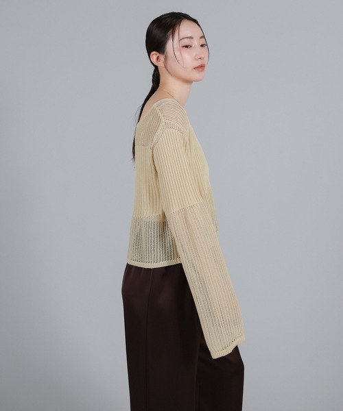 select MOCA Et（セレクトモカエト）の「【Et】Linen like Sheer Mesh Knit（ニット/セーター・レディース・ライトグレー/アイボリー/チャコール・FREE）」の10枚目の写真