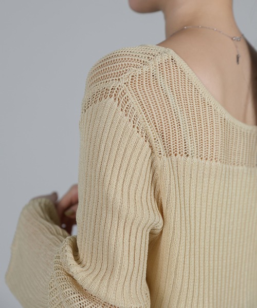 select MOCA Et（セレクトモカエト）の「【Et】Linen like Sheer Mesh Knit（ニット/セーター・レディース・ライトグレー/アイボリー/チャコール・FREE）」の11枚目の写真