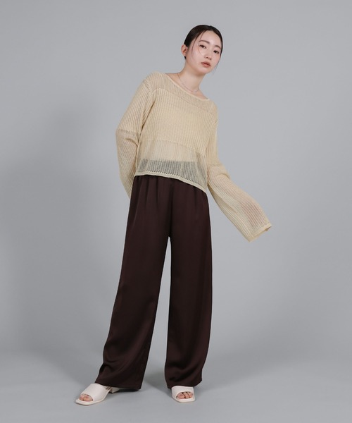 select MOCA Et（セレクトモカエト）の「【Et】Linen like Sheer Mesh Knit（ニット/セーター・レディース・ライトグレー/アイボリー/チャコール・FREE）」の7枚目の写真
