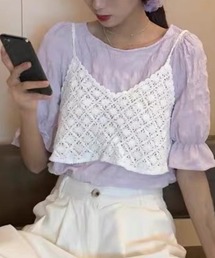 ヴィンテージ ライク クロシェ レース ビスチェ キャミソール