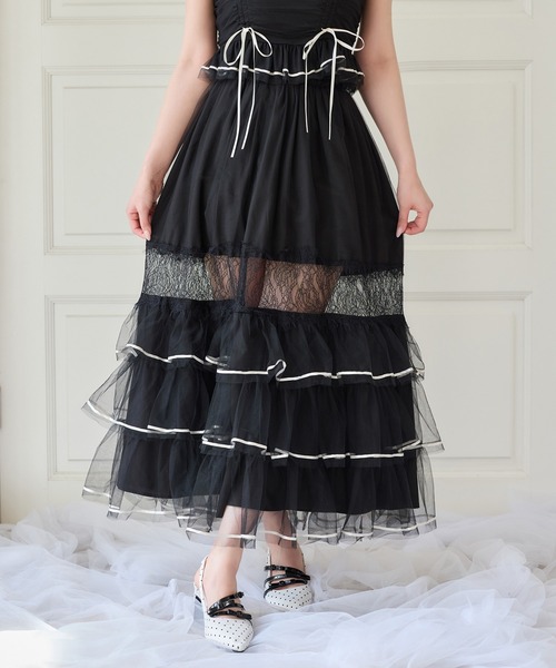 Tulle Collection】チュールロングスカート（スカート）｜one after