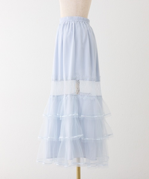 one after another NICE CLAUP(ワンアフターアナザーナイスクラップ)の「【Tulle Collection】チュールロングスカート(スカート・レディース・アイボリー/ブラック/サックスブルー・FREE)」の6枚目の写真