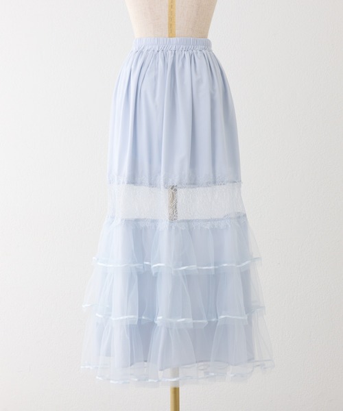 one after another NICE CLAUP(ワンアフターアナザーナイスクラップ)の「【Tulle Collection】チュールロングスカート(スカート・レディース・アイボリー/ブラック/サックスブルー・FREE)」の7枚目の写真