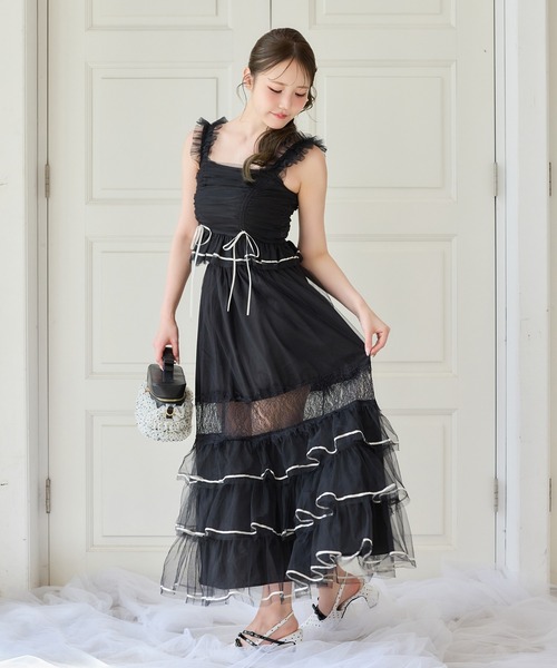 Tulle Collection】チュールロングスカート（スカート）｜one after