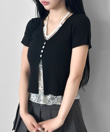 レースレイヤードホルタードッキングTシャツ