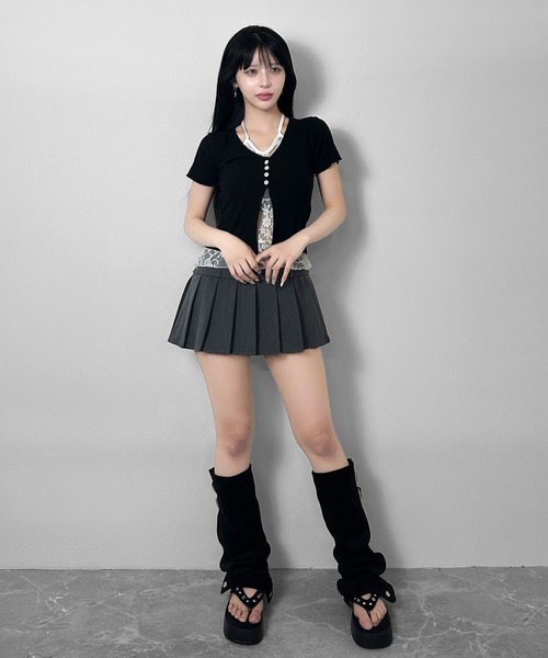 FOLLOWIN（フォロウィン）の「レースレイヤードホルタードッキングTシャツ（Tシャツ/カットソー・レディース・ブラック・FREE）」の10枚目の写真