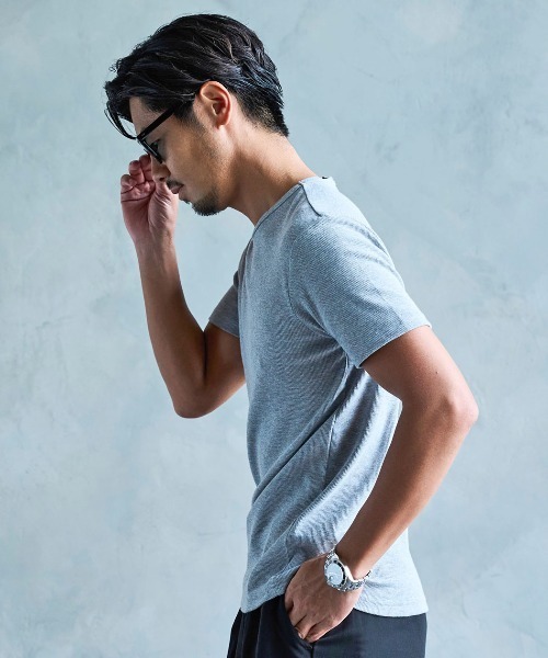 CavariA(キャバリア)の「『CavariA/キャバリア』スパンテレコ半袖Tシャツ(Tシャツ/カットソー・メンズ・グレー系2/ホワイト系1/ホワイト系2/ブラック系2/ブラック系1/グレー系1・M/L/XL)」の19枚目の写真