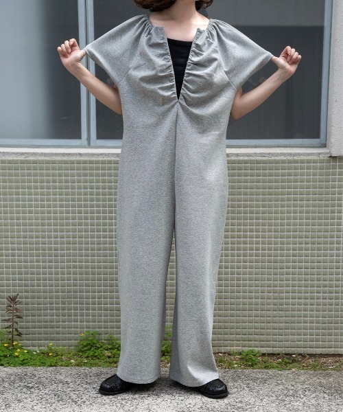 lawgy(ラウジー)の「rafu 2way shoulder allinone / ラフ2wayショルダーオールインワン(つなぎ/オールインワン・レディース・ヘザーグレー/ホワイト・MEDIUM/SMALL)」の19枚目の写真