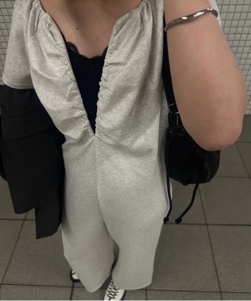 lawgy(ラウジー)の「rafu 2way shoulder allinone / ラフ2wayショルダーオールインワン(つなぎ/オールインワン・レディース・ヘザーグレー/ホワイト・MEDIUM/SMALL)」の10枚目の写真