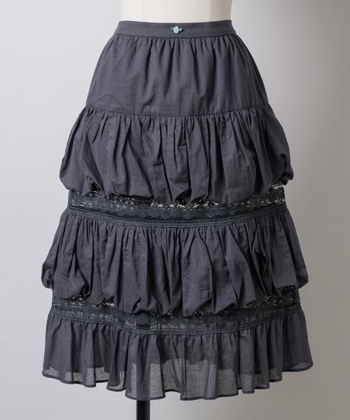 igi(イジ)の「CLOUD PUFF TIERED SKIRT / クラウドパフティアードスカート(スカート・レディース・ベージュ/ホワイト/チャコールグレー・FREE)」の3枚目の写真
