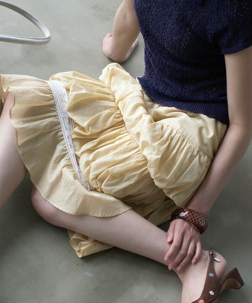igi(イジ)の「CLOUD PUFF TIERED SKIRT / クラウドパフティアードスカート(スカート・レディース・ベージュ/ホワイト/チャコールグレー・FREE)」の18枚目の写真