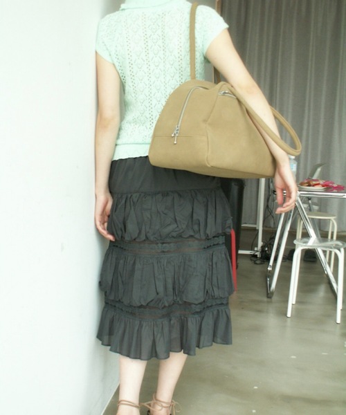 igi(イジ)の「CLOUD PUFF TIERED SKIRT / クラウドパフティアードスカート(スカート・レディース・ベージュ/ホワイト/チャコールグレー・FREE)」の11枚目の写真