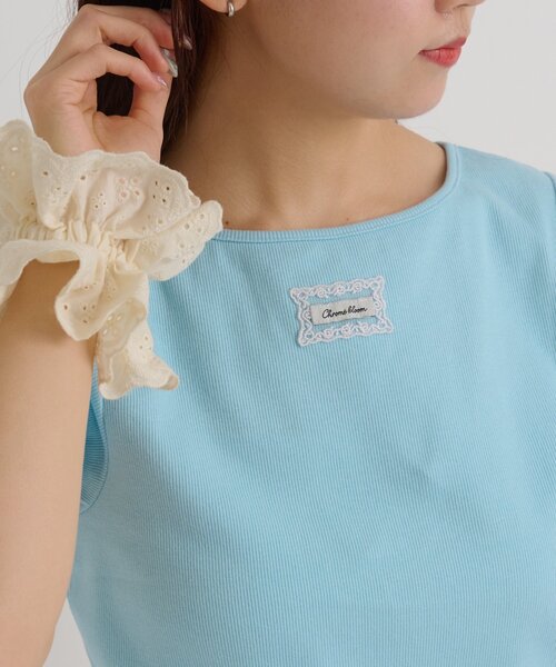 w closet(ダブルクローゼット)の「レースタグリブTシャツ 夏服(Tシャツ/カットソー・レディース・チャコールグレー/ブラック/オレンジ/ピンク/ブルー/オフホワイト/イエロー/アイボリー・FREE)」の5枚目の写真