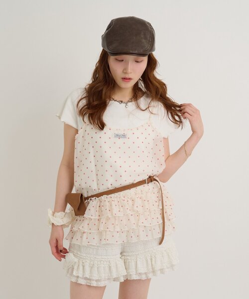 w closet(ダブルクローゼット)の「レースタグリブTシャツ 夏服(Tシャツ/カットソー・レディース・チャコールグレー/ブラック/オレンジ/ピンク/ブルー/オフホワイト/イエロー/アイボリー・FREE)」の11枚目の写真