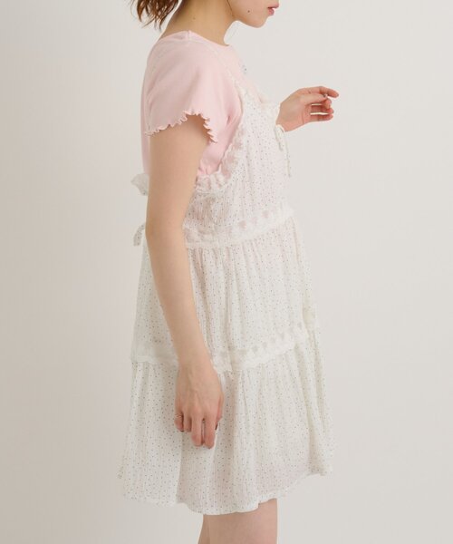 w closet(ダブルクローゼット)の「レースタグリブTシャツ 夏服(Tシャツ/カットソー・レディース・チャコールグレー/ブラック/オレンジ/ピンク/ブルー/オフホワイト/イエロー/アイボリー・FREE)」の10枚目の写真