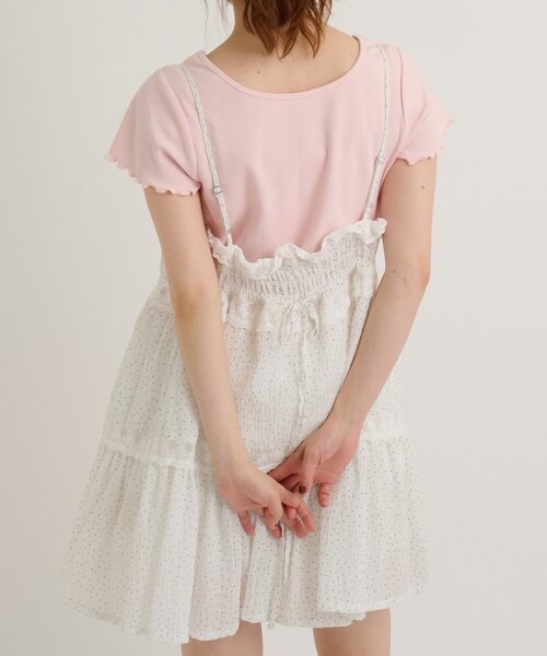 w closet(ダブルクローゼット)の「レースタグリブTシャツ 夏服(Tシャツ/カットソー・レディース・チャコールグレー/ブラック/オレンジ/ピンク/ブルー/オフホワイト/イエロー/アイボリー・FREE)」の14枚目の写真