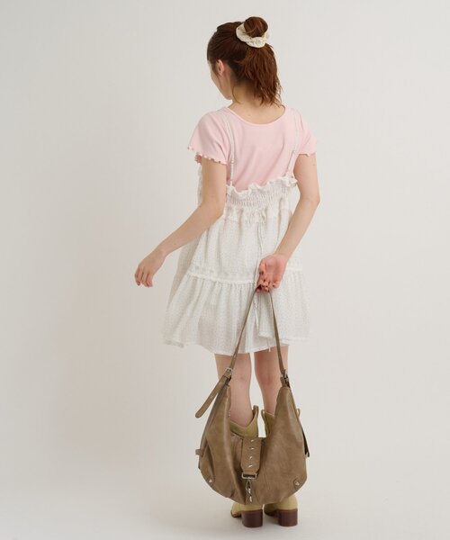 w closet(ダブルクローゼット)の「レースタグリブTシャツ 夏服(Tシャツ/カットソー・レディース・チャコールグレー/ブラック/オレンジ/ピンク/ブルー/オフホワイト/イエロー/アイボリー・FREE)」の18枚目の写真